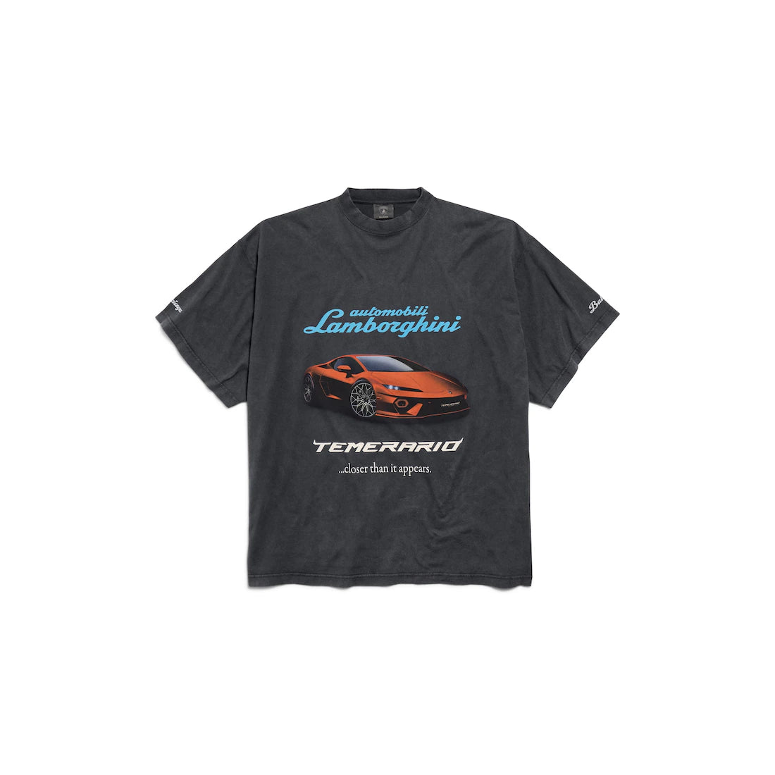 BALENCIAGA AUTOMOBILI LAMBORGHINI BLACK FADED TEE