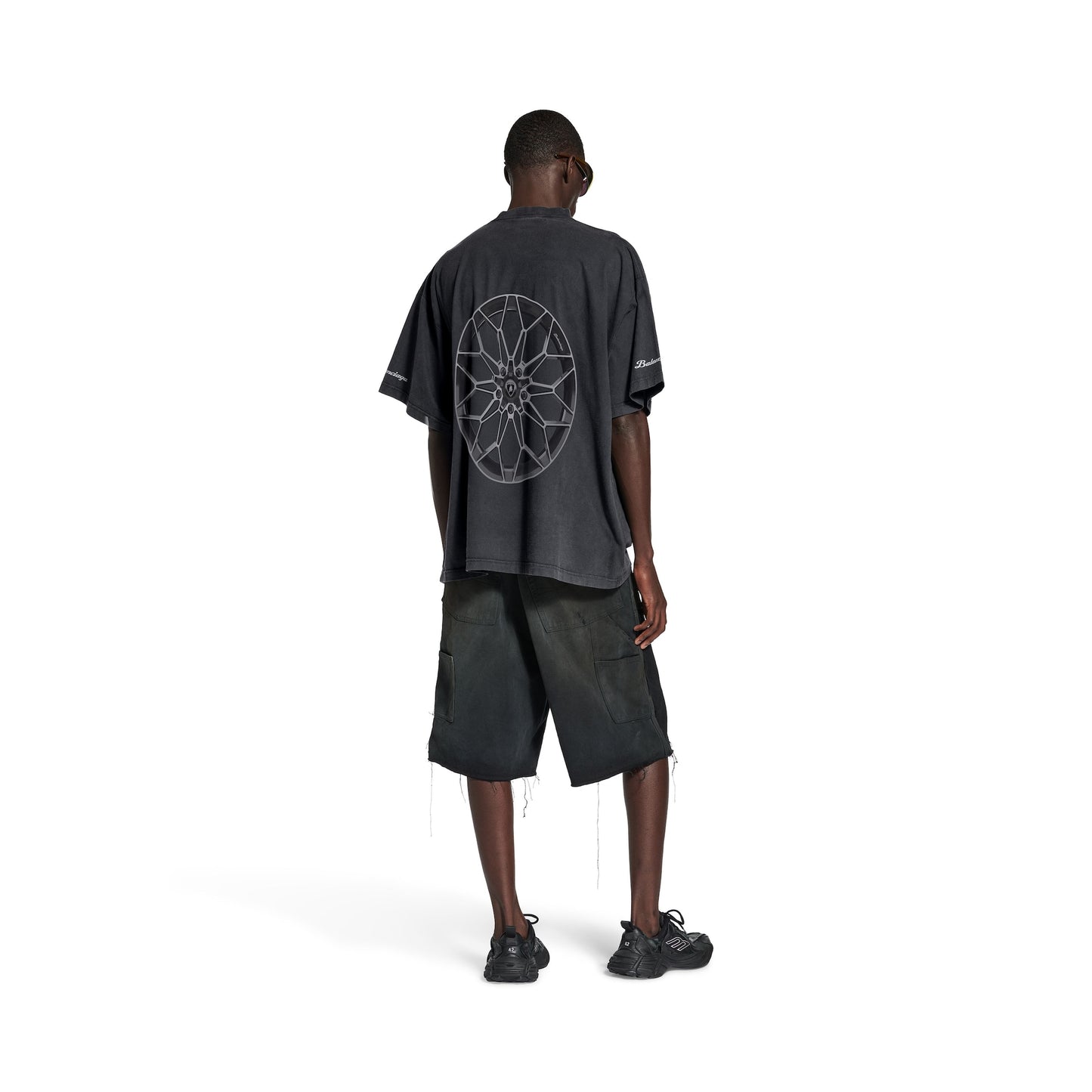 BALENCIAGA AUTOMOBILI LAMBORGHINI BLACK FADED TEE