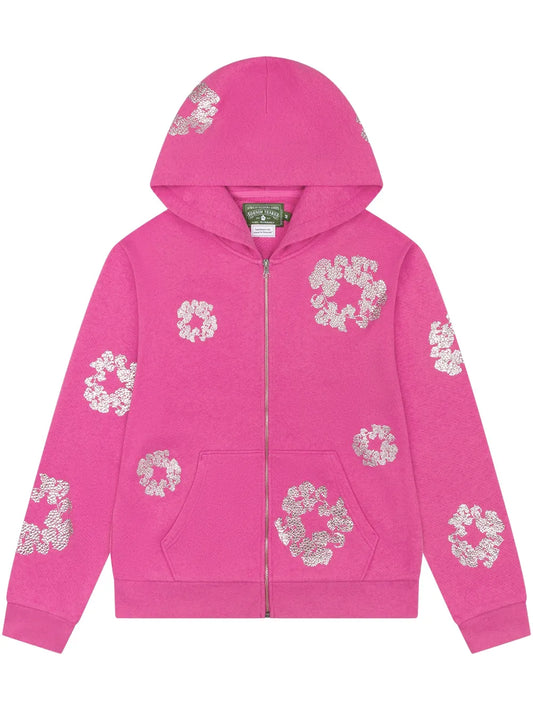 Denim Tears Wreath "Pink" zip hoodie