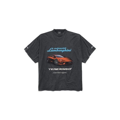 BALENCIAGA AUTOMOBILI LAMBORGHINI BLACK FADED TEE