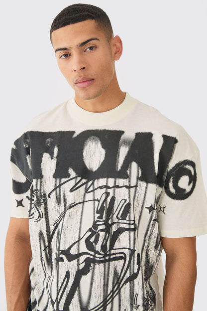 Oversized Washed Over Seams Official Graphic T-shirt
