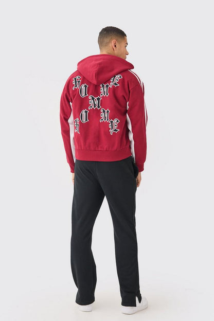 BOXY APPLIQUE TAPE DETAIL JERSEY VARSITY JACKET