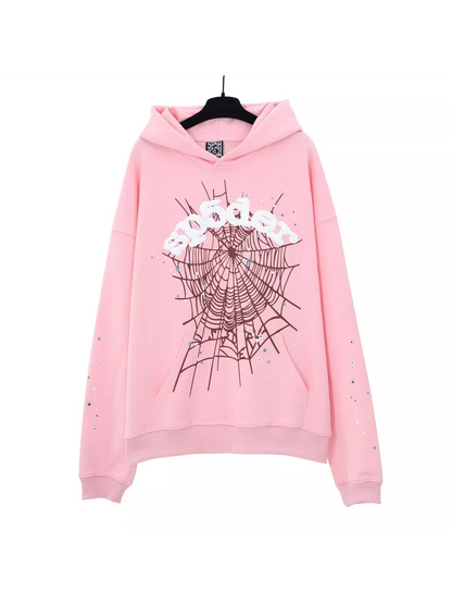 SPIDER PUFF PRINT PINK HOODIE